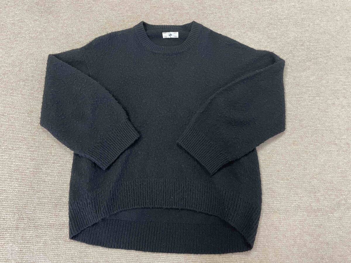 【unfil/アンフィル】Brushed Camel Sweater Crewneck BLACK size1 MADE IN JAPAN クルーネック キャメル セーター シャギー ニットの画像6