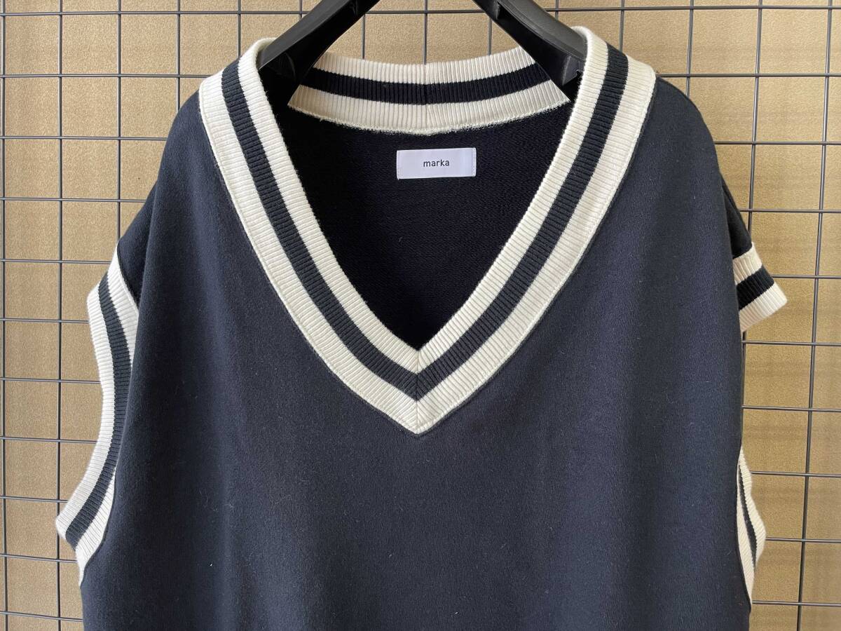 【marka/マーカ】19ss PREPPY BIG VEST size2 BLACK MADE IN JAPAN プレッピー ビッグベスト ブラック コットン製 MARKAWARE マーカウェアの画像2