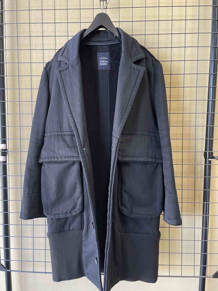 【LIMIfeu/リミフゥ】Big Pocket Long Rib Jacket Coat Yohji Yamamoto Y’s ビッグポケット ロング丈 リブジャケット コート ライナーボア_画像4