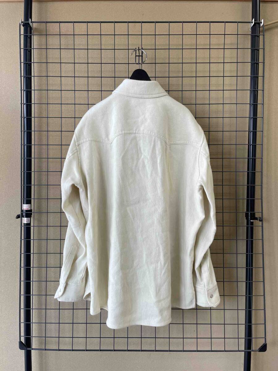 美品【RECTO/レクト】WOOL LINEN BOUCLE POINT WESTERN SHIRT sizeS ウール リネン ビッグシルエット スナップボタン ウエスタンシャツ_画像4