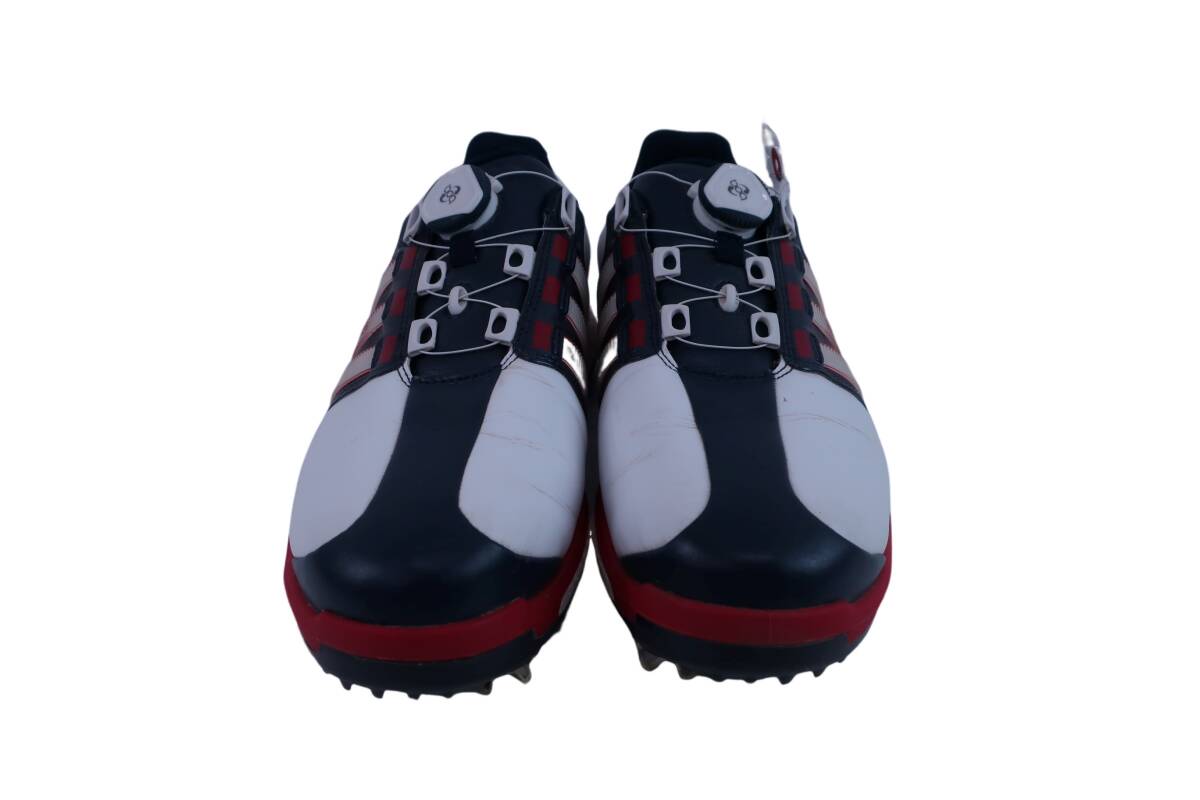 adidas(アディダス) ダイヤル式ゴルフシューズ 白紺赤 メンズ 25.5cm EVN791001 ゴルフ用品 2403-0147_画像2