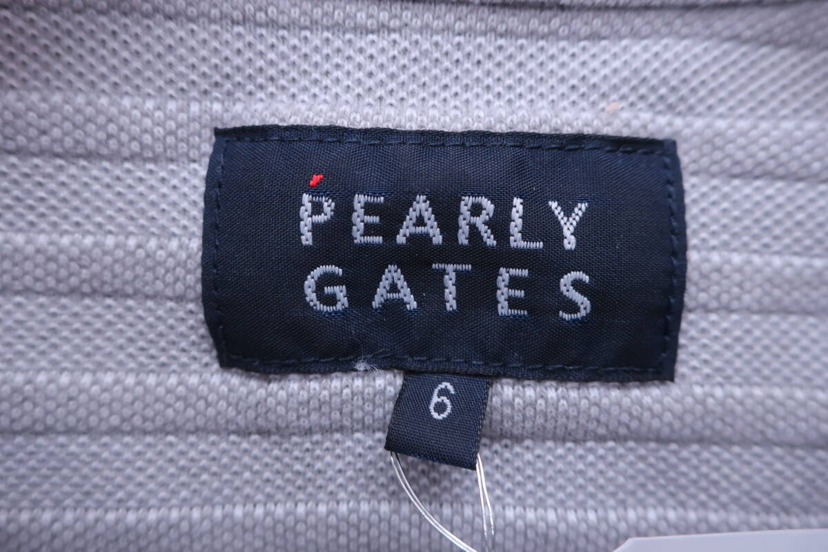 【美品】PEARLY GATES(パーリーゲイツ) 長袖ポロシャツ グレーボーダー メンズ 6 053-1161101 ゴルフ用品 2403-0177 中古_画像3