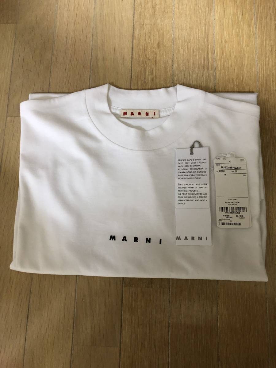 MARNI マルニ ロゴTシャツ ホワイト 半袖 カットソー Tシャツ サイズ36 新品の画像1
