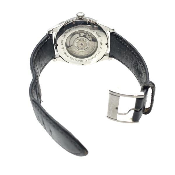 Hamilton ハミルトン 腕時計 H386150 ジャズマスター 自動巻 シルバー文字盤 2針 デイト 43mm レザーバンド メンズ 管理RY24001155の画像5