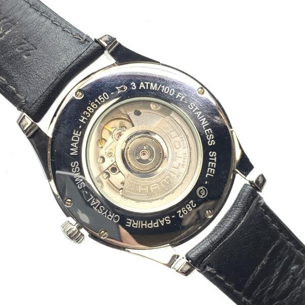 Hamilton ハミルトン 腕時計 H386150 ジャズマスター 自動巻 シルバー文字盤 2針 デイト 43mm レザーバンド メンズ 管理RY24001155の画像6