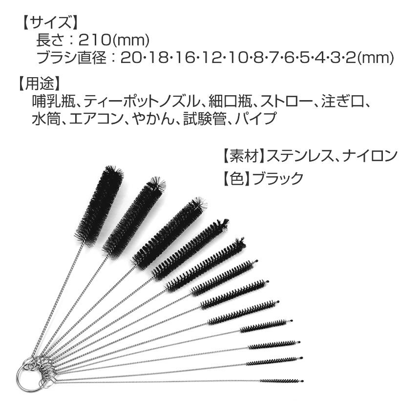 5セット 洗浄ブラシ 細口 60本 (12本セット×5) 注ぎ口洗い カップブラシ 哺乳瓶ブラシ ストロー 水筒 掃除 細かい 瓶 THINBRUSH_画像7