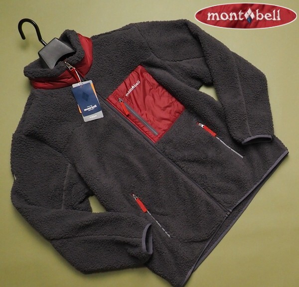 新品正規 mont-bell モンベル 海外限定 切り替え ボアフリース William ジャケット メンズ100(L)レッド(RED) 直営店購入 WUJF612