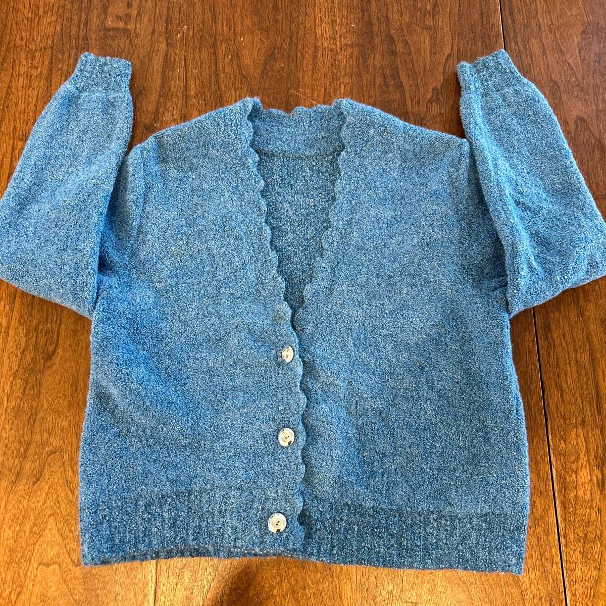 60's Old Vintage haute couture Cardigan Light Blue ショート丈 カーディガン