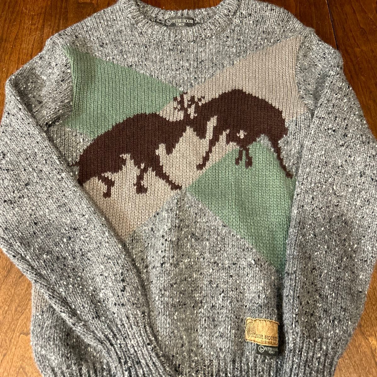 Animal DesignPETER HOUSE TROY 70's -80's Vintage Sweater  L セーター