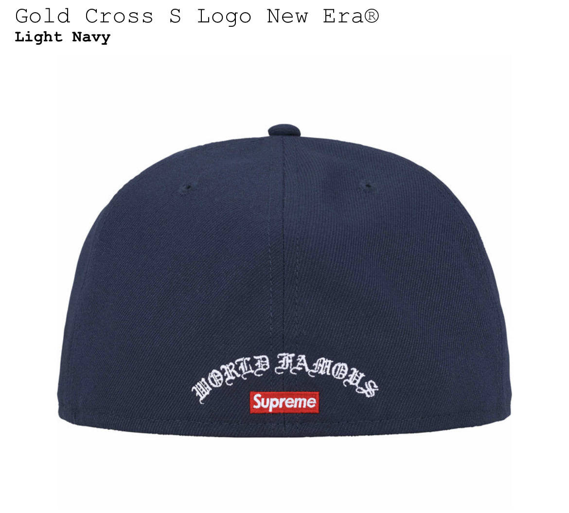 7-3/4サイズ新品国内正規 Supreme Gold Cross S Logo New Era Light Navyシュプリーム ゴールドクロス エスロゴ ニューエラ ライトネイビー_画像2