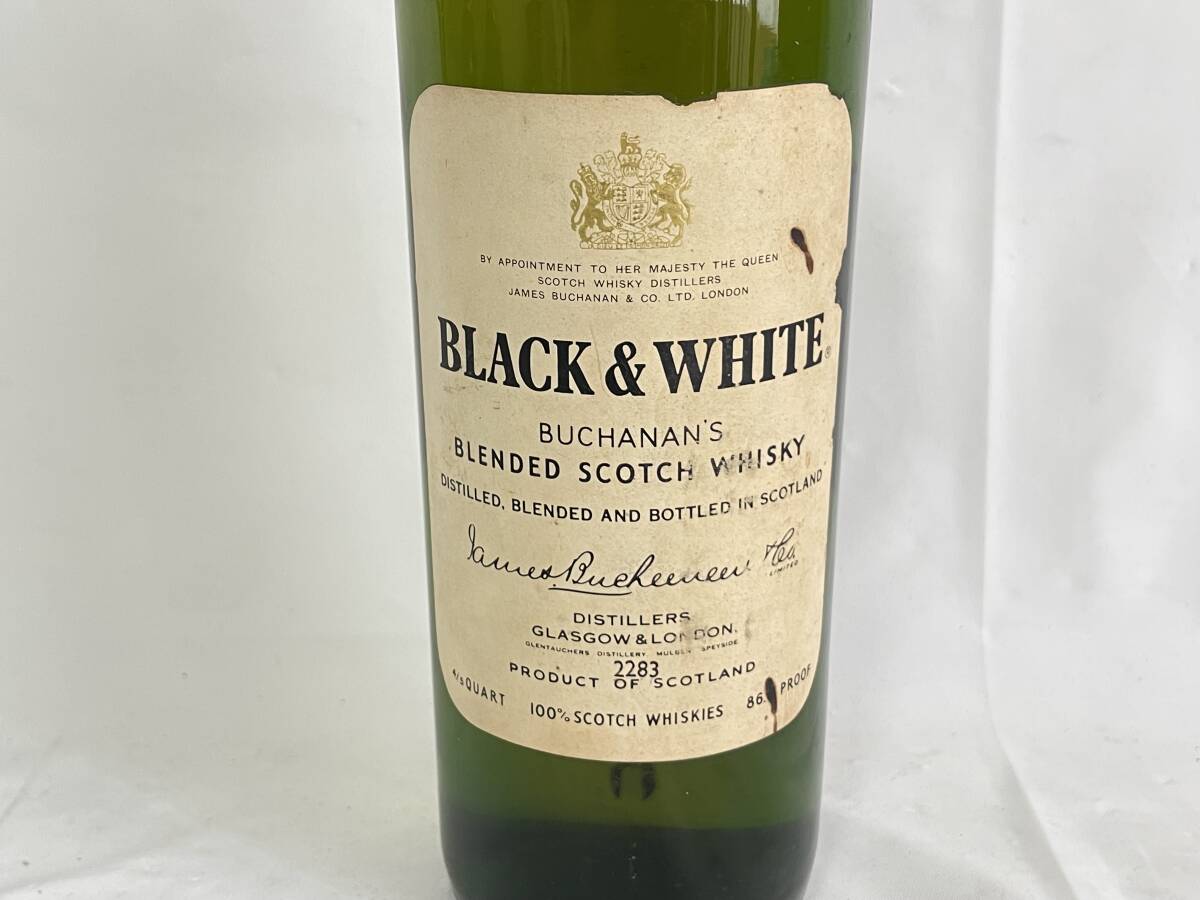 MI0603-77I　BLACK&WHITE　SCOTCH WHISKY　760ml　43％　ブラック＆ホワイト　スコッチウイスキー　古酒_画像2