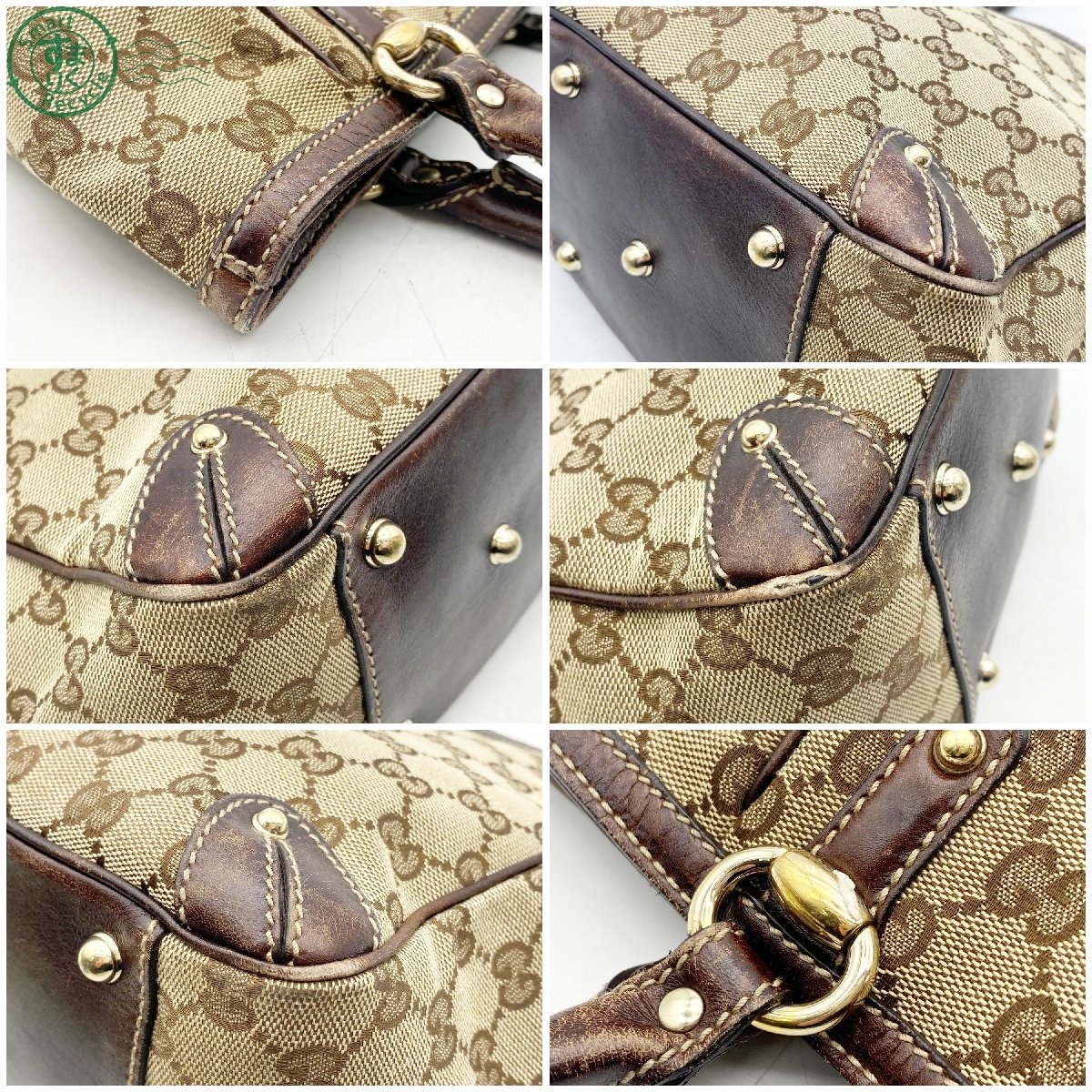 2403281675　△ GUCCI グッチ ハンドバッグ 161129 GGキャンバス レザー ブラウン 茶 レディース ブランド 中古_画像7