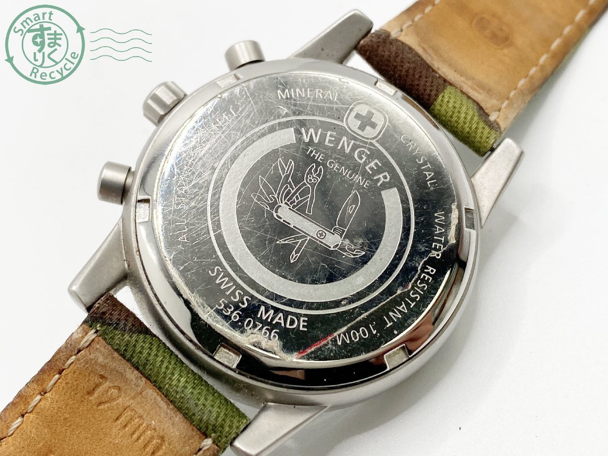 2403630137 ▽ WENGER ウェンガー 536.0766 メンズ 腕時計 QZ クォーツ カモフラ 迷彩 文字盤 デイト クロノグラフ ヴィンテージの画像8