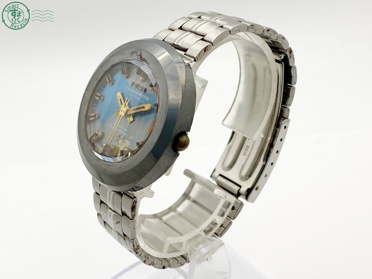 2403604472 △ TECHNOS テクノス 腕時計 deluxe Borazon Ⅱ デラックス ボラゾン カットガラス 3針 メンズ 自動巻き オートマチック 中古の画像2