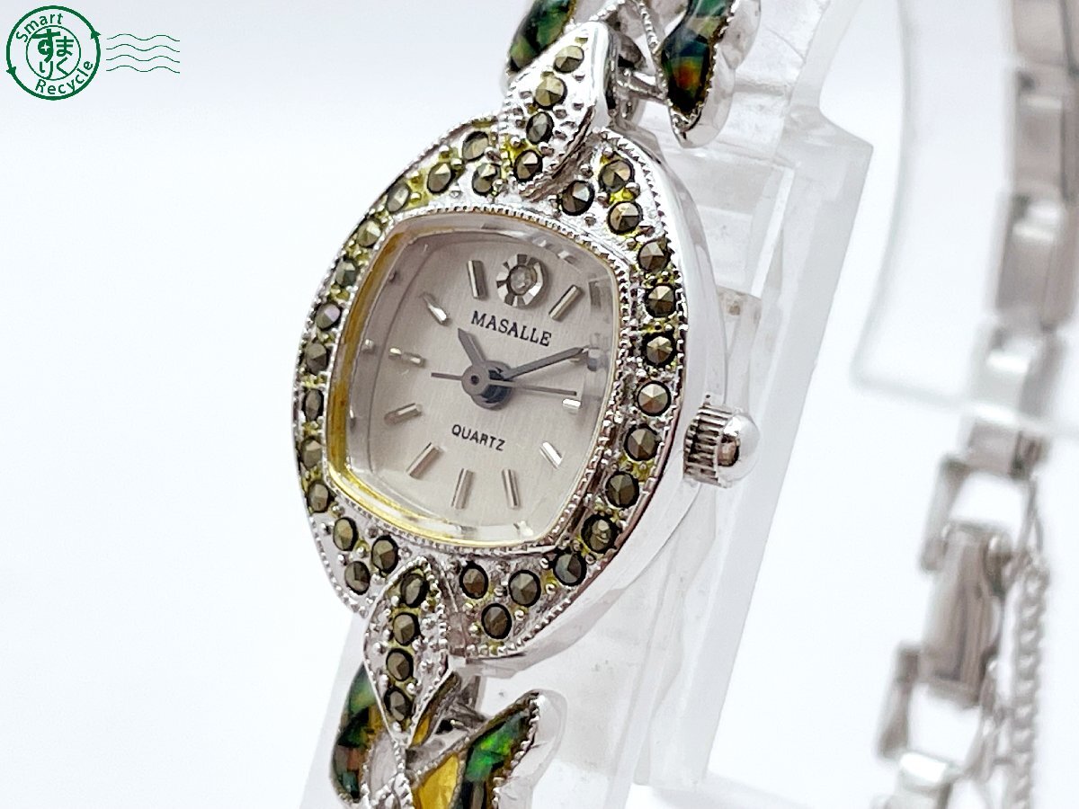 2403604505 ＃ MASALLE マサール Opal Watch オパール 蝶型 クォーツ QZ レディース 腕時計 シルバー文字盤 ヴィンテージ アンティークの画像2
