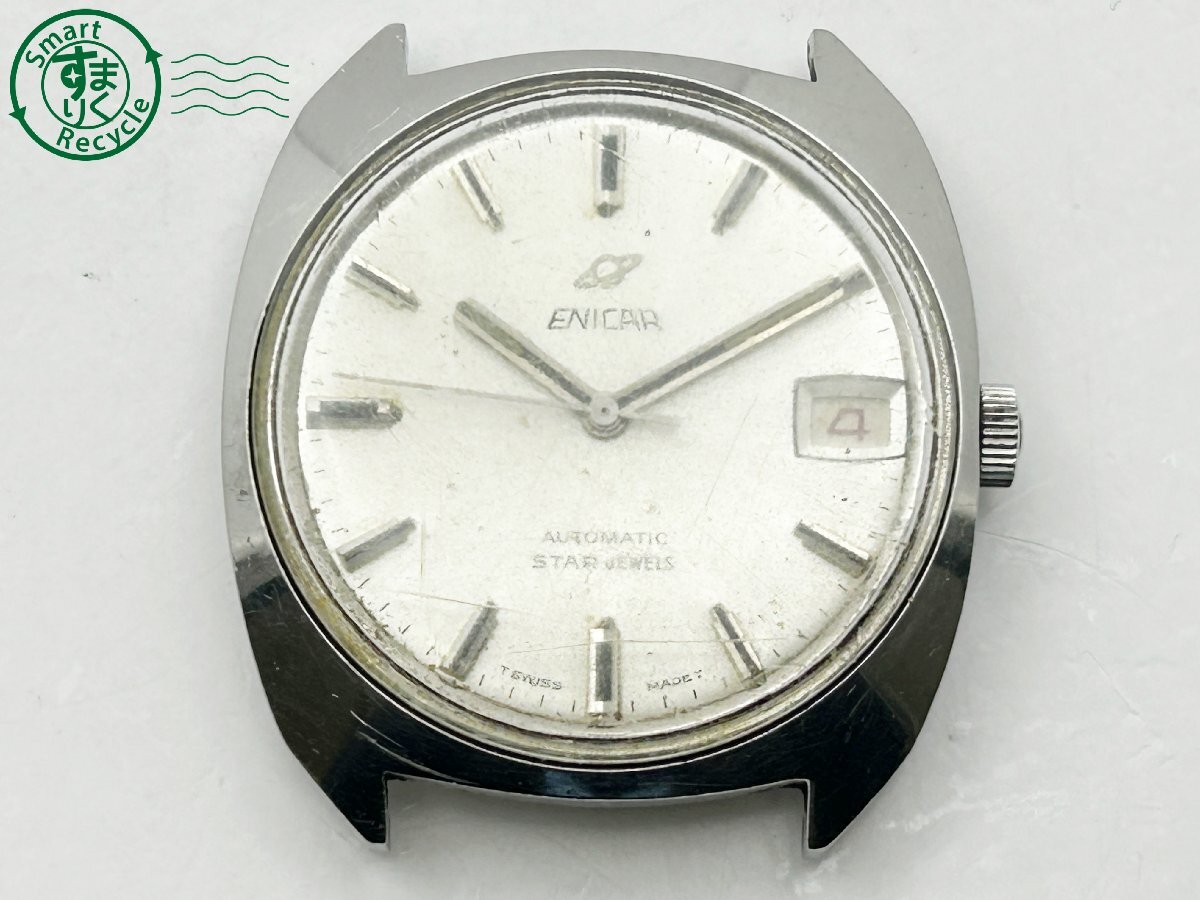 2403604769 ◇ ENICAR エニカ STAR LEWELS 144-54-06 AT 自動巻き フェイスのみ シルバー デイト メンズ 腕時計 中古の画像1