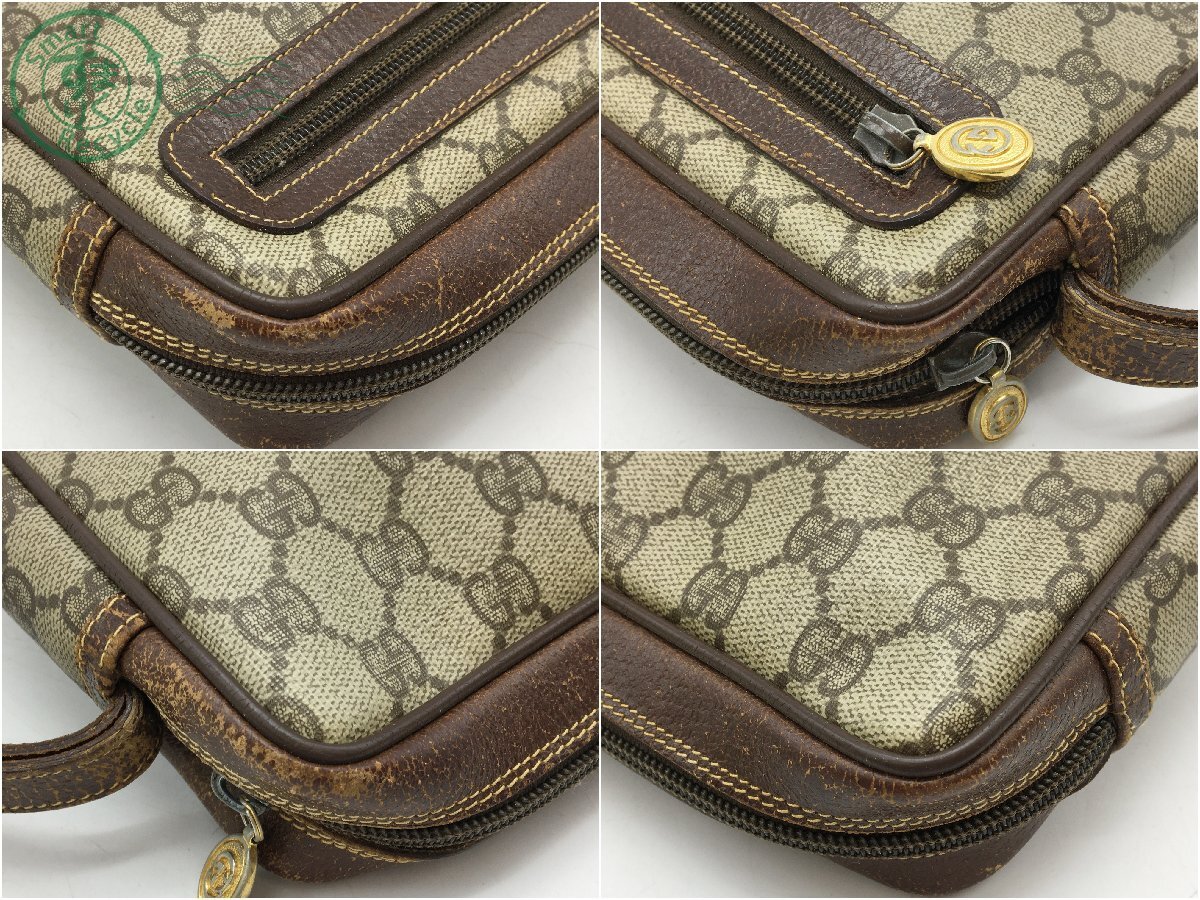 2403604749　＊ GUCCI グッチ セカンドバッグ 018・123・6021 レザー ベージュ ブラウン レディース クラッチバッグ 中古 ジャンク_画像4