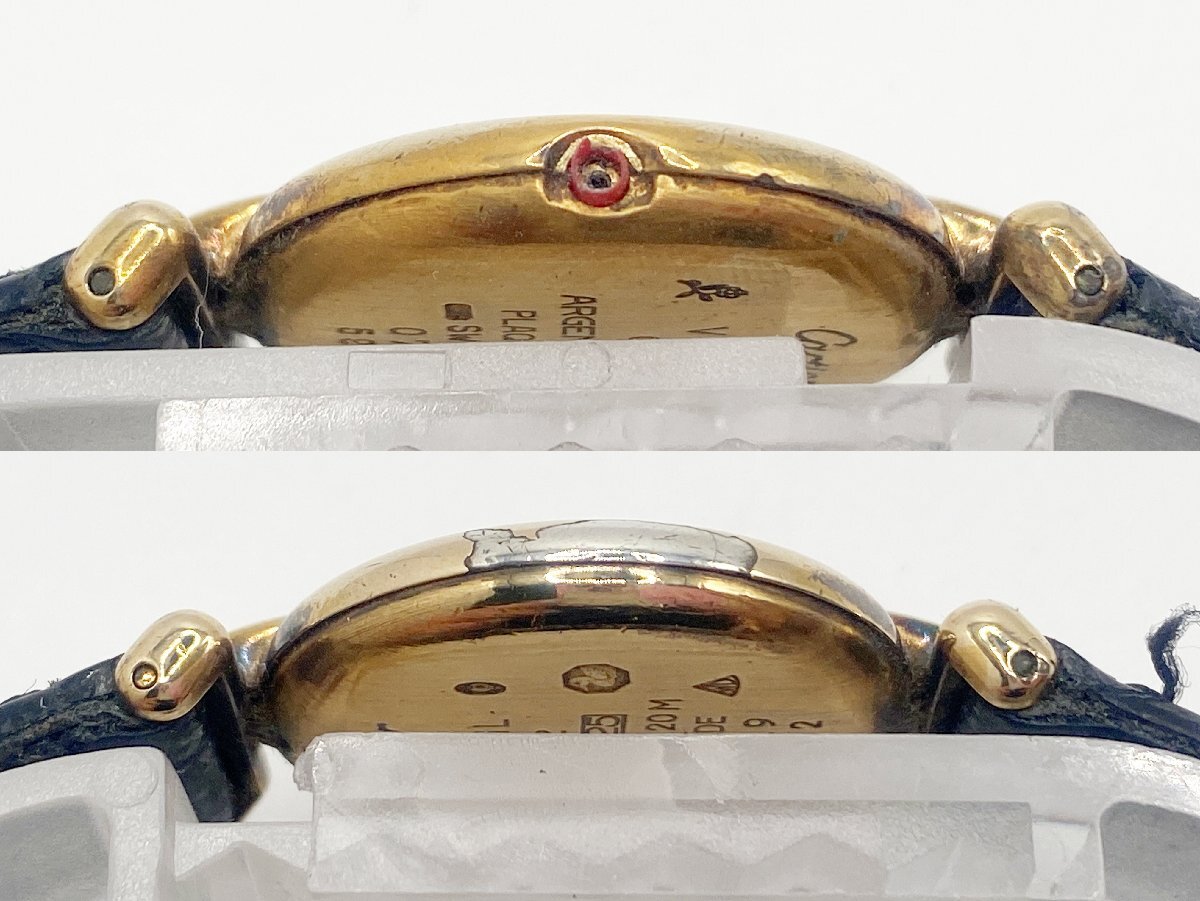 2403604382　▽ 1円～！ Cartier カルティエ 590002 マストコリゼ ヴェルメイユ レディース 腕時計 QZ クォーツ 925 ジャンク品_画像6