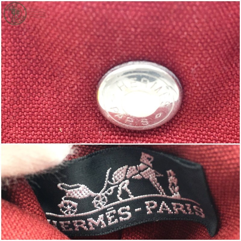 24036G3601　 ☆ HERMES エルメス フールトゥPM ハンドバッグ 手提げバッグ コットン レッド 赤 ユニセックス ブランド 中古品_画像9