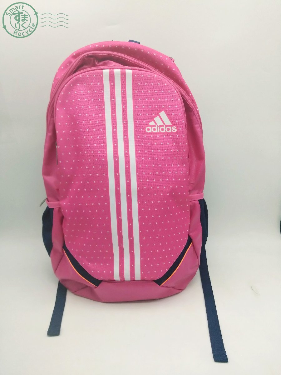 2403681017　☆ adidas アディダス バックパック エンセイバック ピンク リュックサック ドット柄 ポリエステル ブランド 中古_画像1