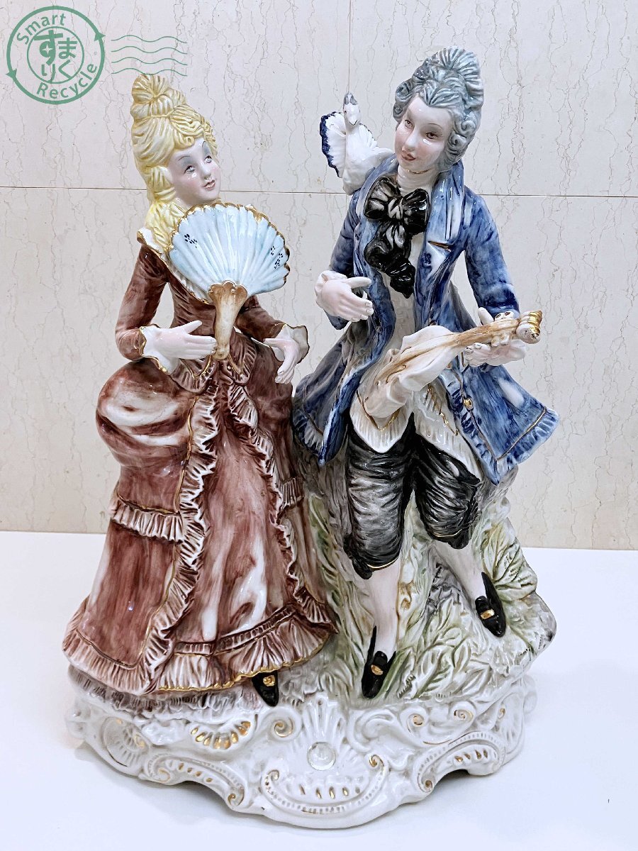 2403421725　★【直接引き取り限定】1円～ CAPODIMONTE カポディモンテ ？ 特大 フィギュリン 陶器 人形 置物 イタリア製 アンティーク_画像1