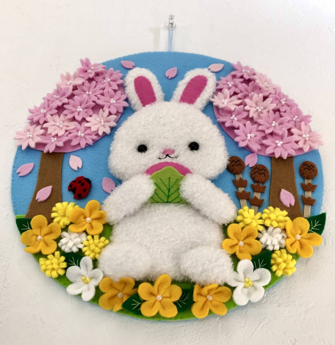 ハンドメイド☆フェルト☆リース☆お花見☆春☆桜☆うさぎ☆ 桜餅☆たんぽぽ☆つくし☆壁飾り　_画像7