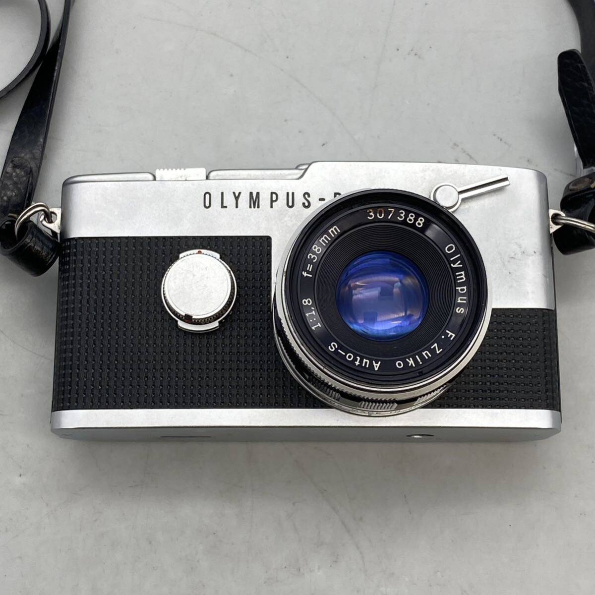 【C-22】OLYMPUS オリンパス カメラ PEN-FV ペン 一眼レフ フィルムカメラ レンズ F Zuiko Auto-S 1:1.8 f=38mm ケース付き 動作未確認_画像1