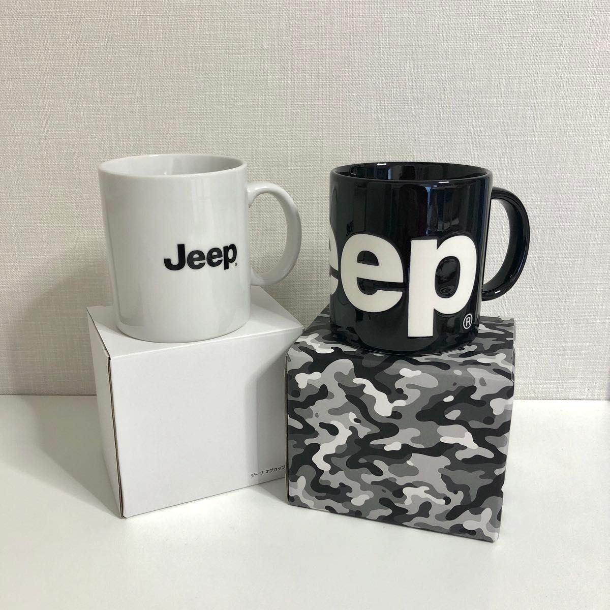 Jeep ジープ オリジナルマグカップ オフィシャルマグカップ陶器 黒 白 ペア 2個セット