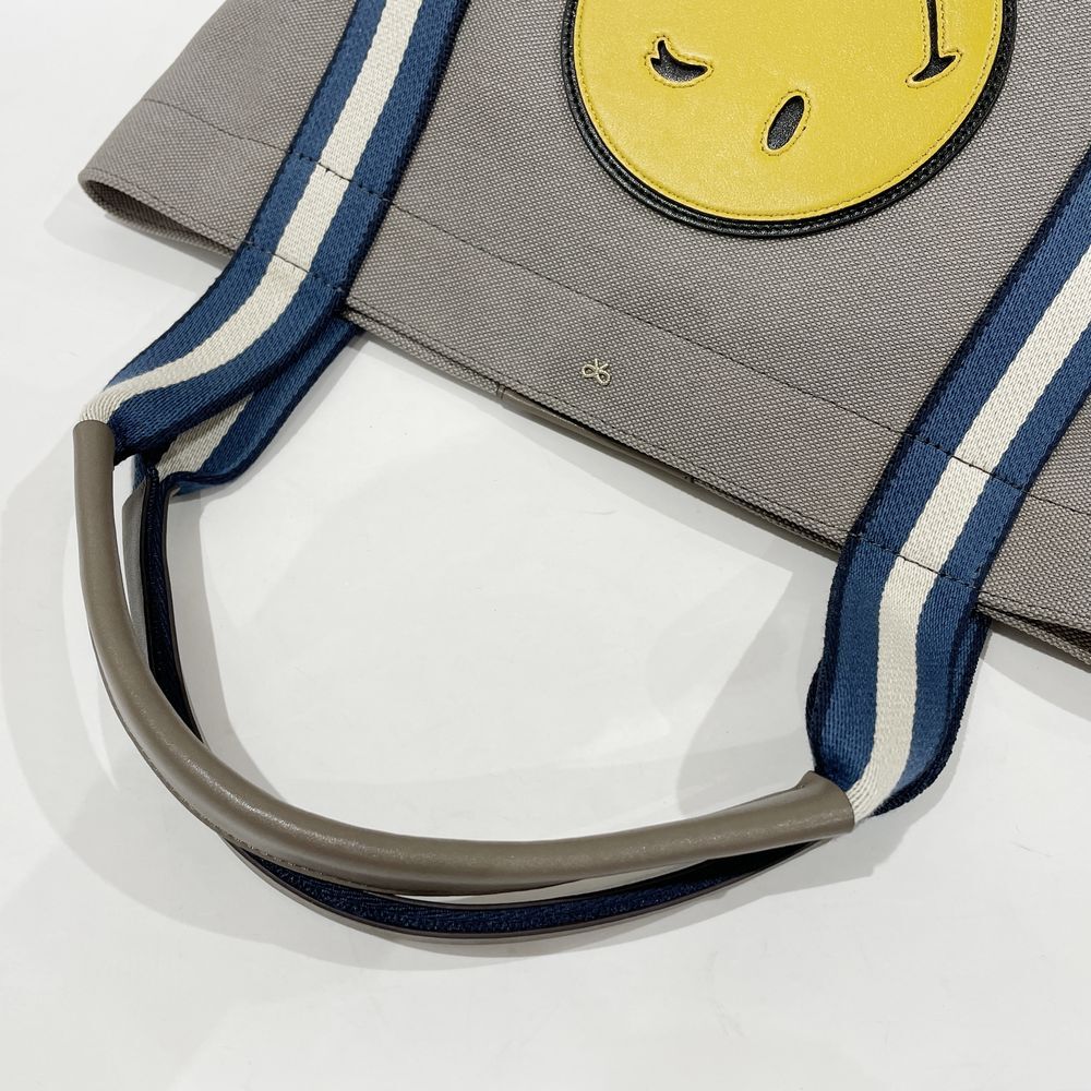 中古A/美品 Anya Hindmarch アニヤ・ハインドマーチ トートバッグ タグ付き スマイリー ウィンク レディース グレー 20457841_画像7