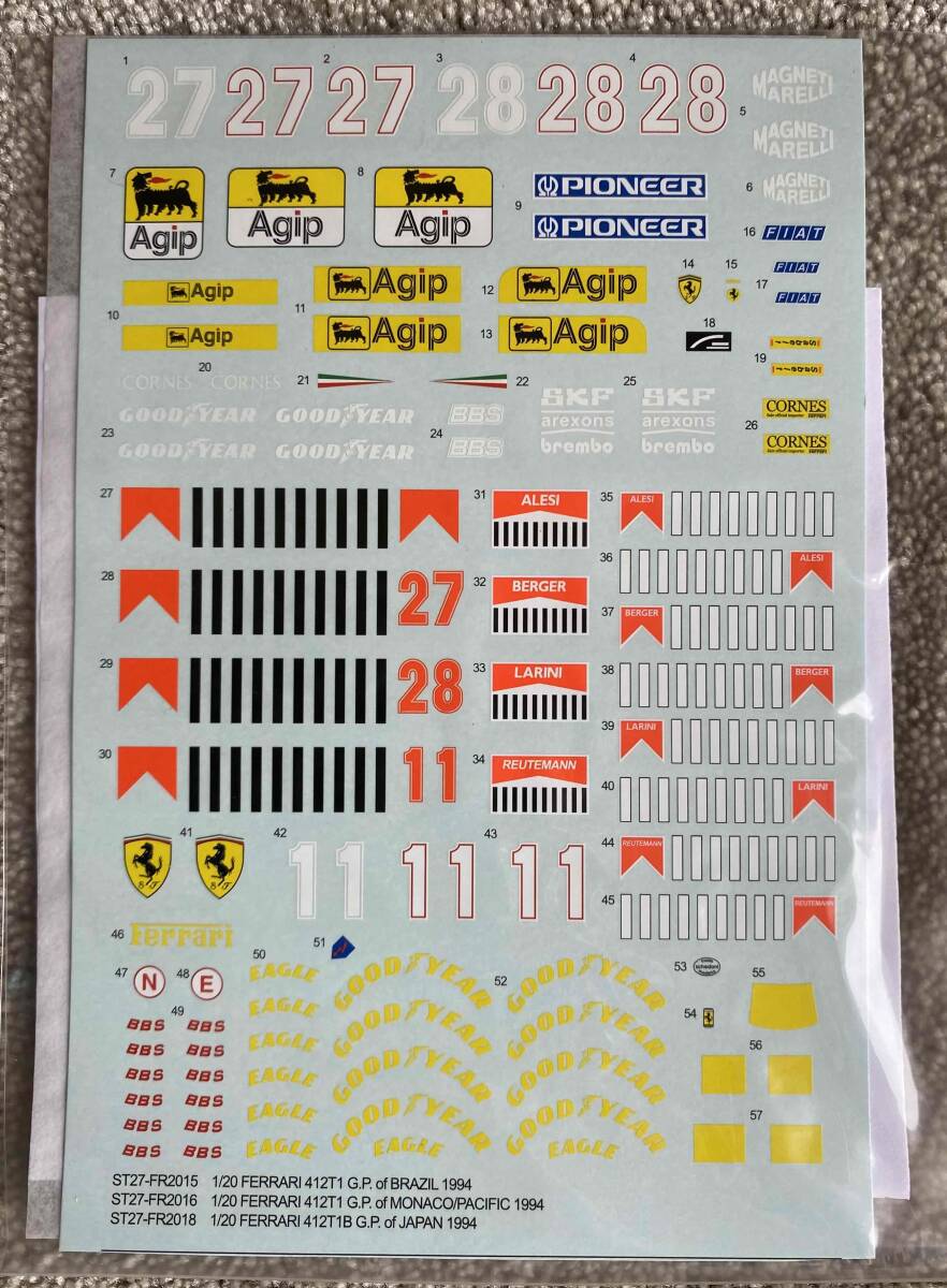 STUDIO27 1/20 フェラーリ 412T1 GP of BRAZIL 1994 未組立て品 STUDIO27 1/20 フェラーリ 412T1 GP of BRAZIL 1994 未組立て品