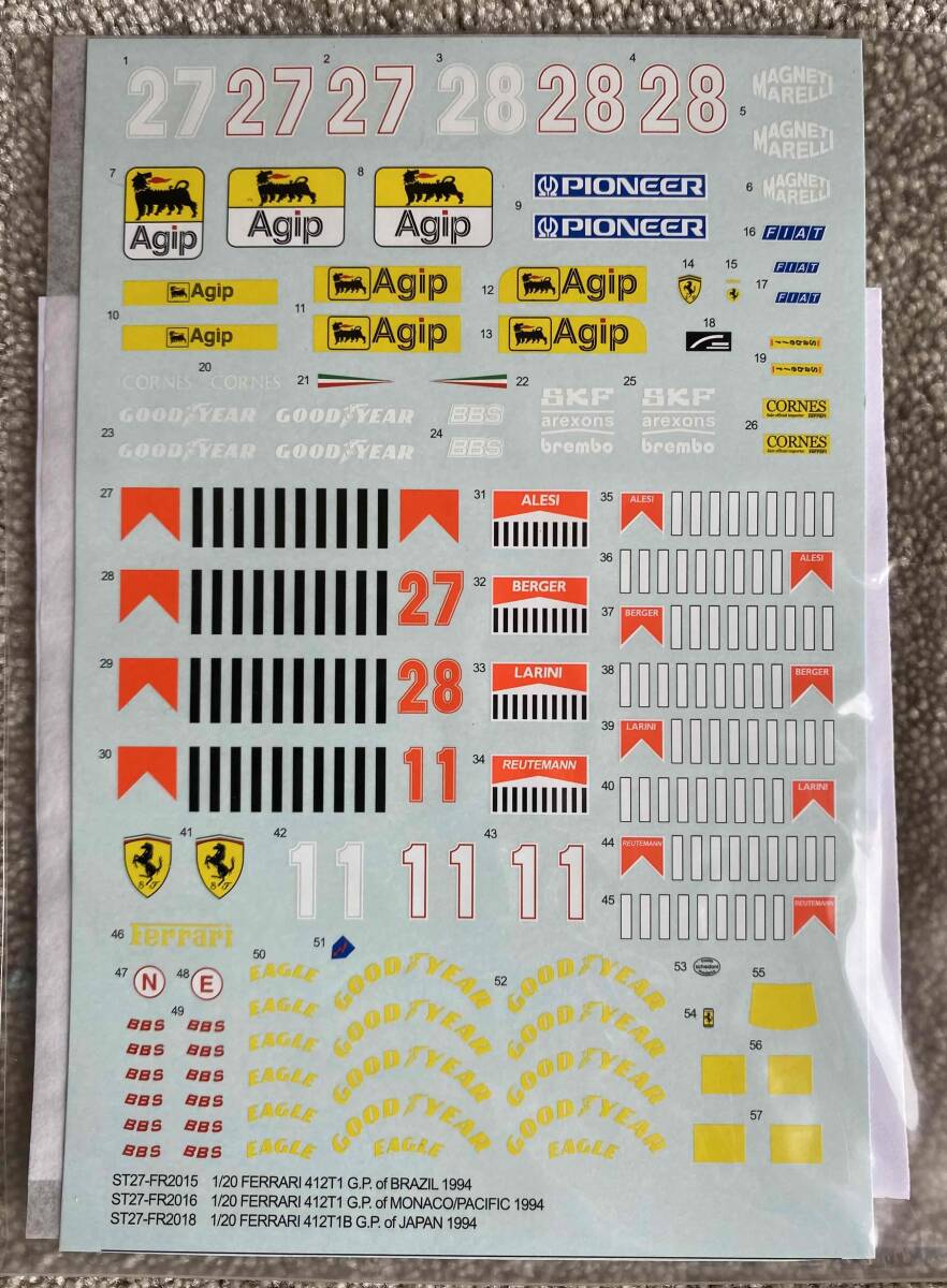 STUDIO27 1/20 フェラーリ 412T1 GP of BRAZIL 1994 未組立て品　別売デカール付 スタジオ27_画像5