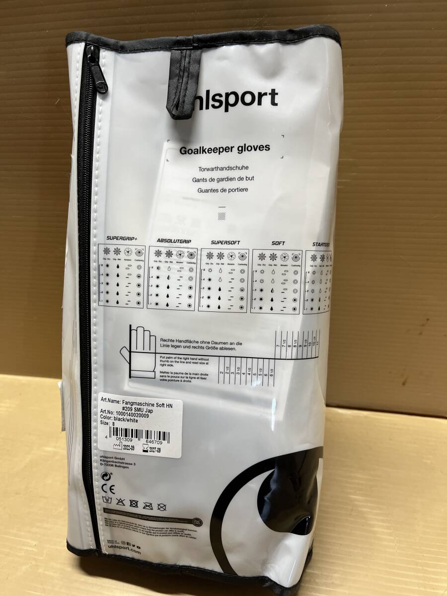 K-78*uhlsport* шерсть sport keeper перчатка 8 номер BLACK/WHITH есть перевод не использовался товар 