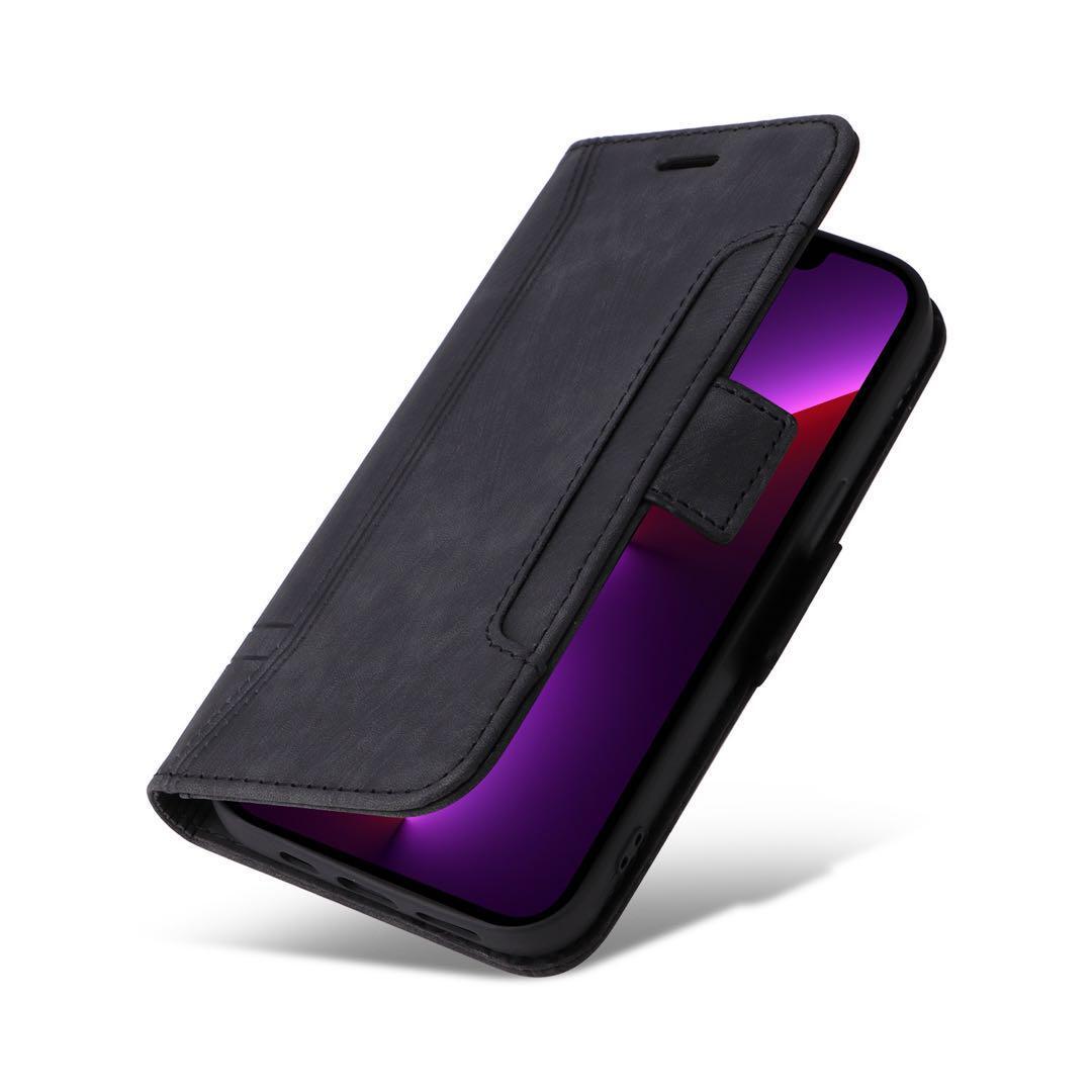 Iphone7Plus Iphone8Plusケース 手帳型 黒 高級デザイン お洒落 アイホン7プラス アイホン8プラスカバー ブラック スピード発送の画像3
