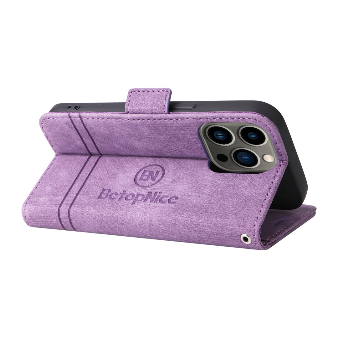 Iphone7Plus Iphone8Plus用ケース 手帳型 紫 高級感 上質PUレザー アイホン7プラス アイホン8プラスカバー パープル スピード発送 