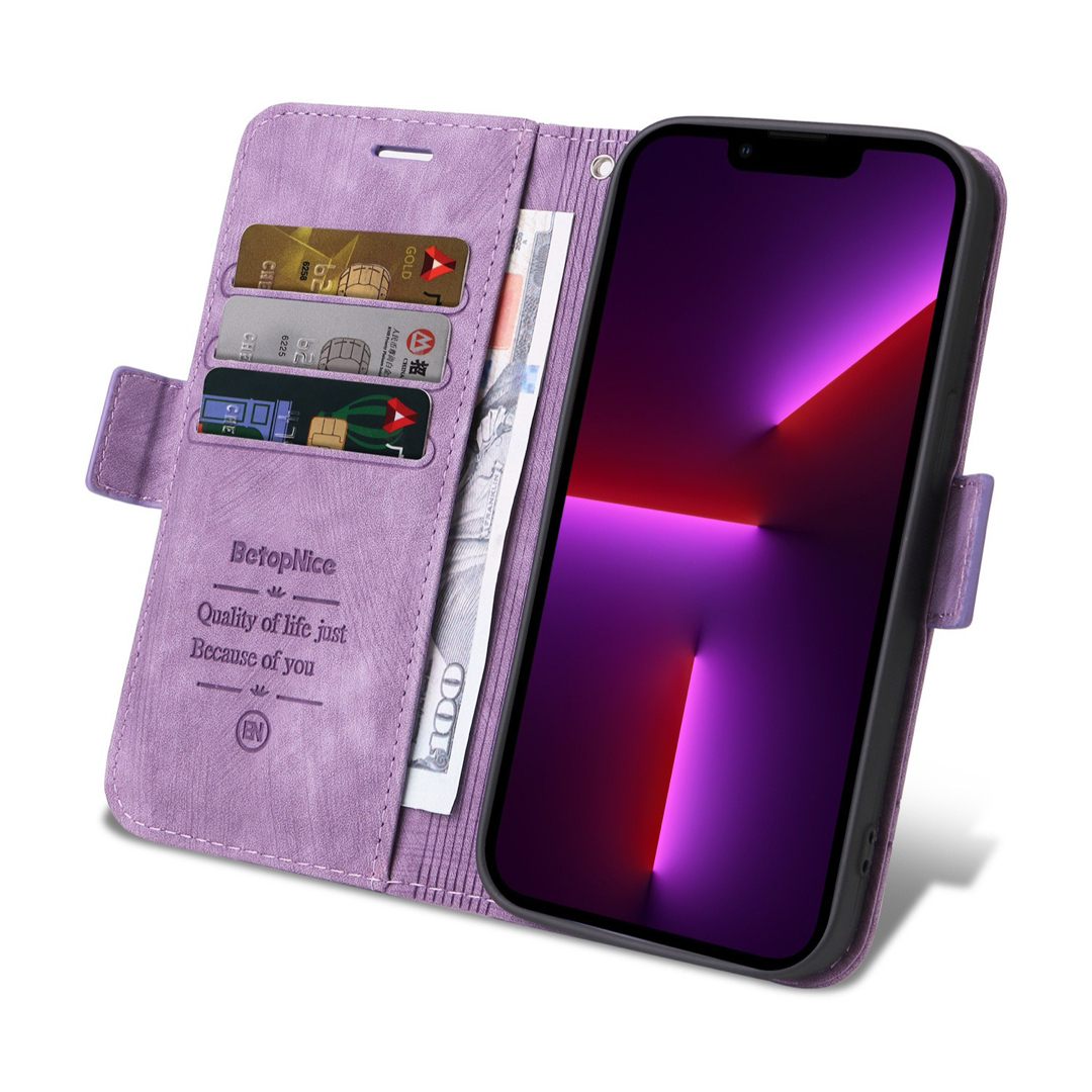 Iphone13ProMax用ケース 手帳型 紫色 高級感 上質PUレザー アイホン1３プロマックスカバー パープル スピード発送 耐衝撃 お洒落 _画像7