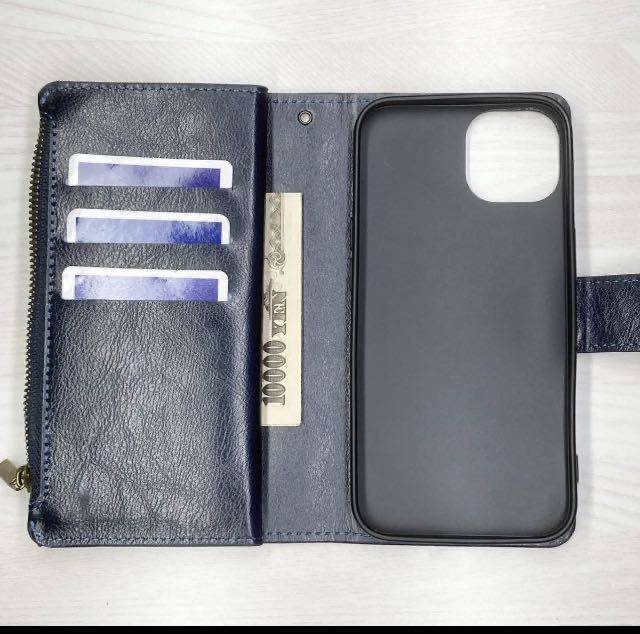 財布型iPhone１２（Pro）スマホケース 手帳型 カバー 手帳型ケース＊新品＊当日発送(ブルー)_画像5