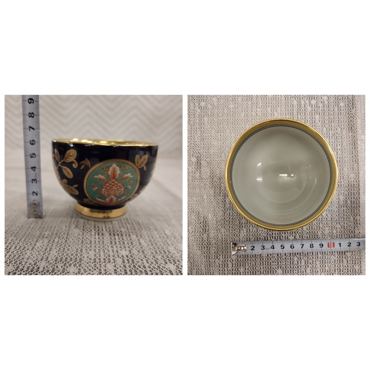 NR985 有田焼 古伊万里 和食器 茶器セット 煎茶道具 湯呑み 蓋付 金彩 木箱 共箱 清右工門作 CERAMIC TRADITIONAL 蓋付汲出揃 5客セット_画像2