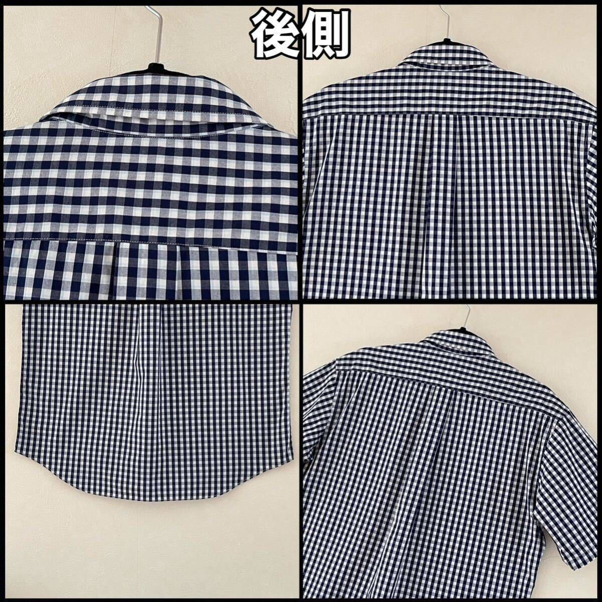 超美品 Ralph Lauren(ラルフローレン)ポロジーンズ 半袖 メンズ シャツ T170cm ネイビー チェック 使用2回 ボタンダウン 紺 白(株)ナイガイ