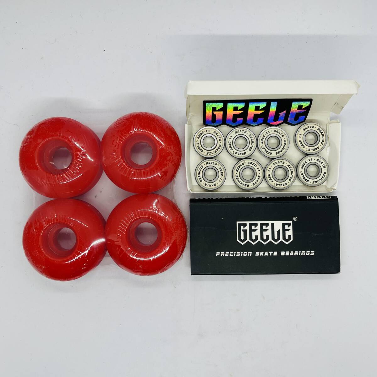  profit set skateboard 95A 52*32mm hard Wheel +ABEC11 bearing set red color 