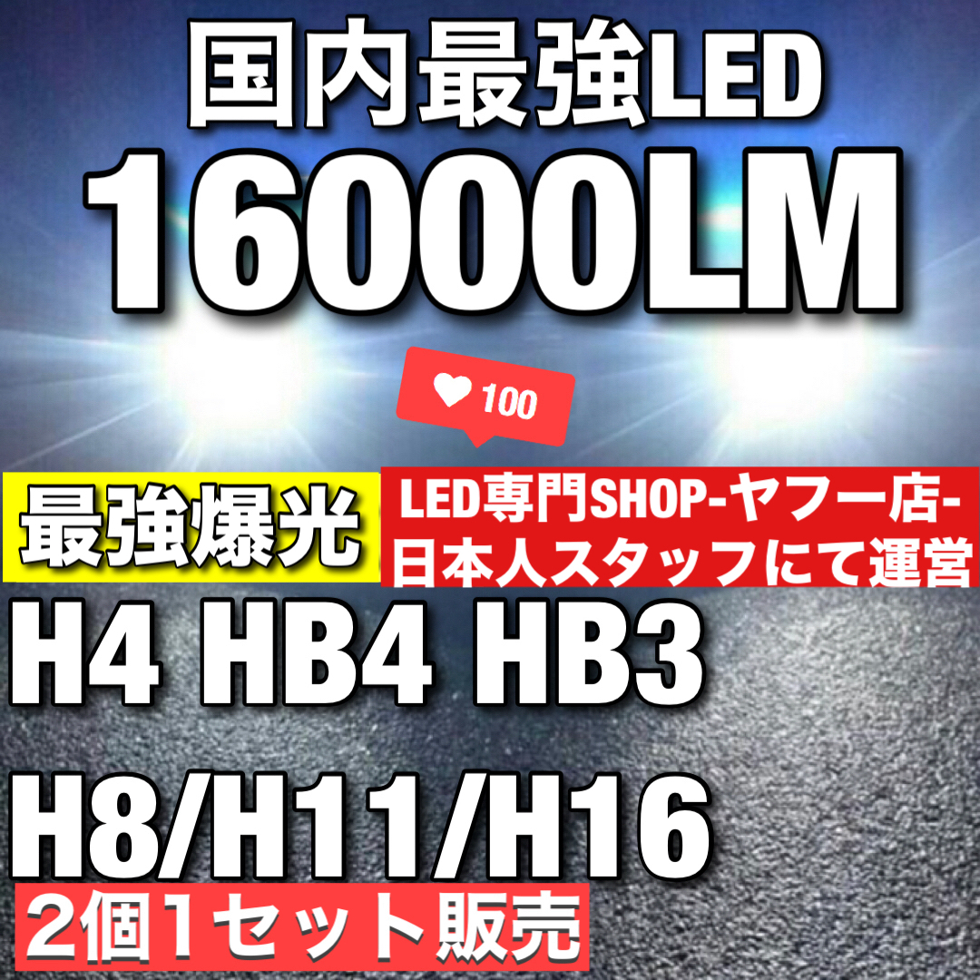 【最安】爆光 ホワイト H8/H11/H16 HB3 HB4 H4 車検対応 Hi/Lo LEDヘッドライト LEDフォグランプ　アルファード ヴェルファイア プリウスb_画像盗用し偽物販売している業者に注意