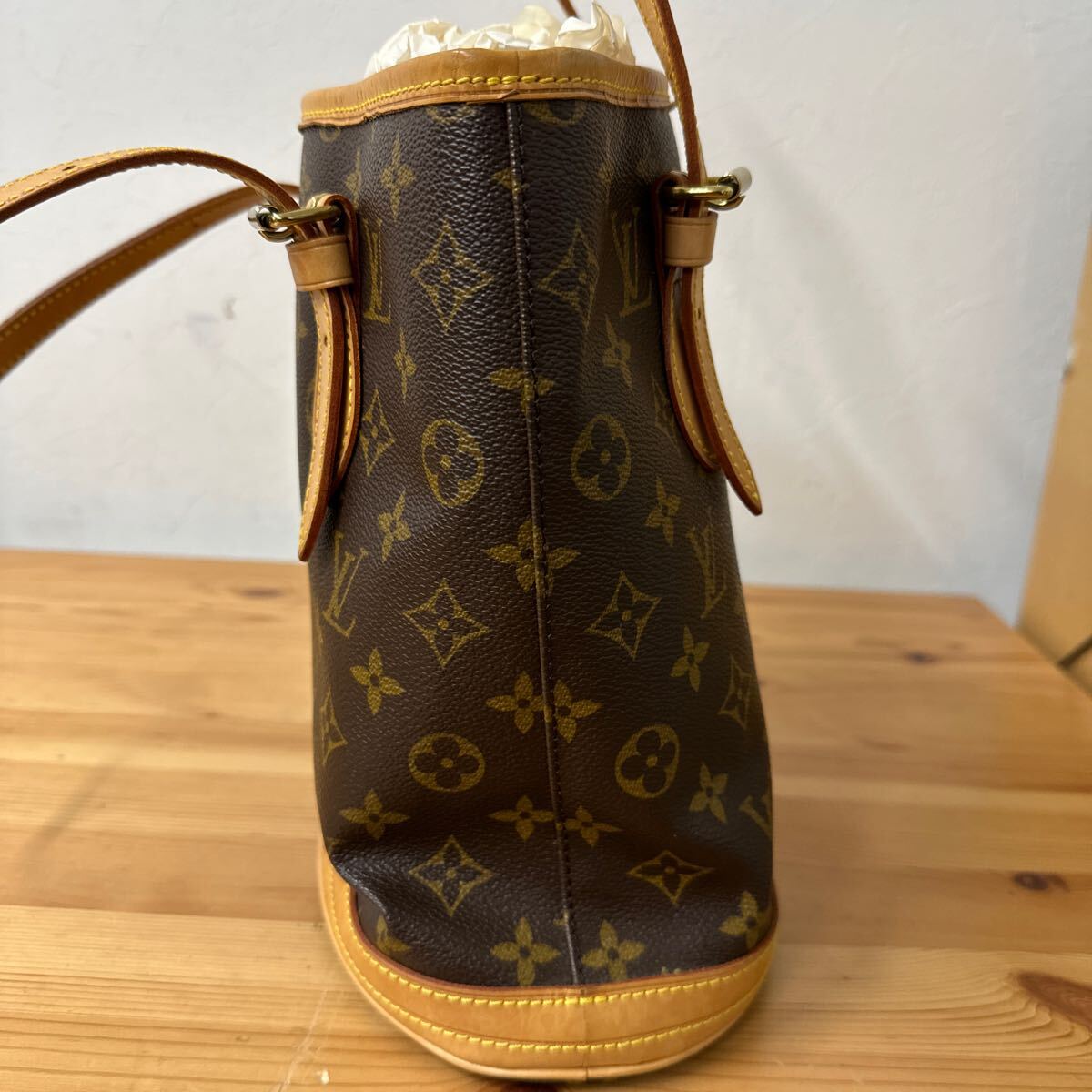 UTn466 LOUIS VUITTON ルイヴィトン ショルダーバッグ モノグラム トートバッグ バケット プチバケット SR1928_画像2