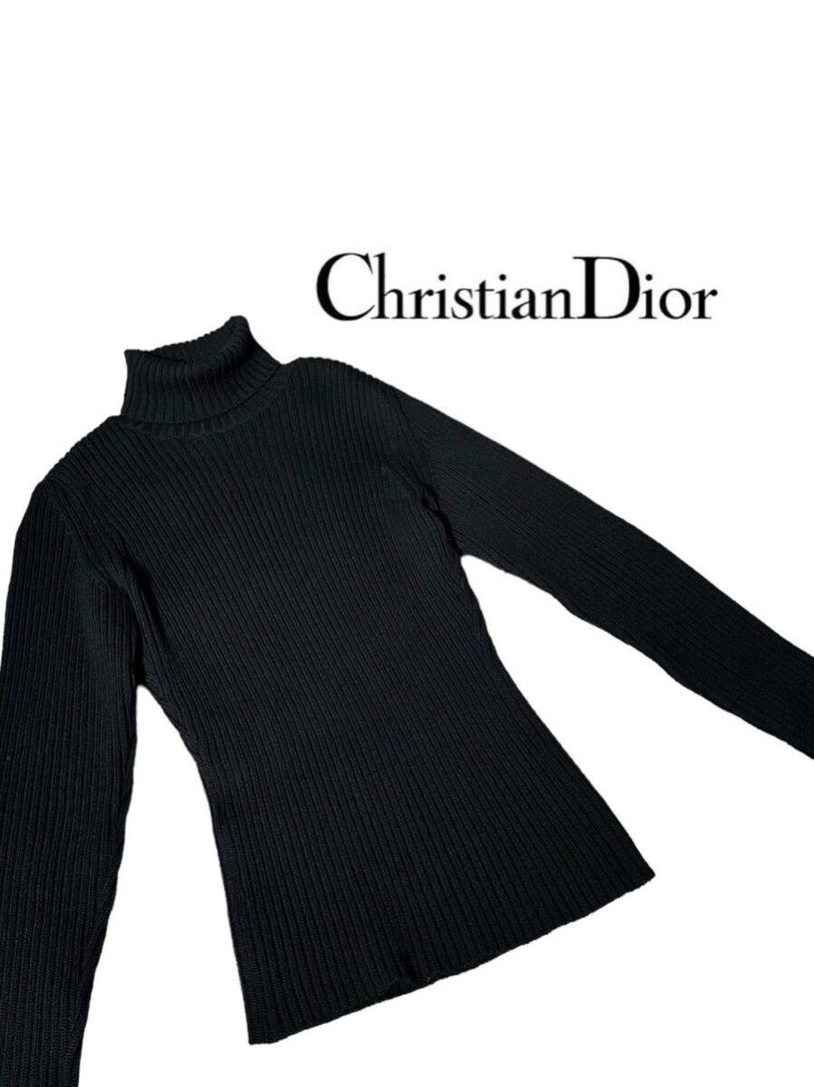 【極上カシミア】新品同様◆ Christian Dior クリスチャンディオール ◆カシミアニット セーター ハイネック タートルネック サイズ L_画像1