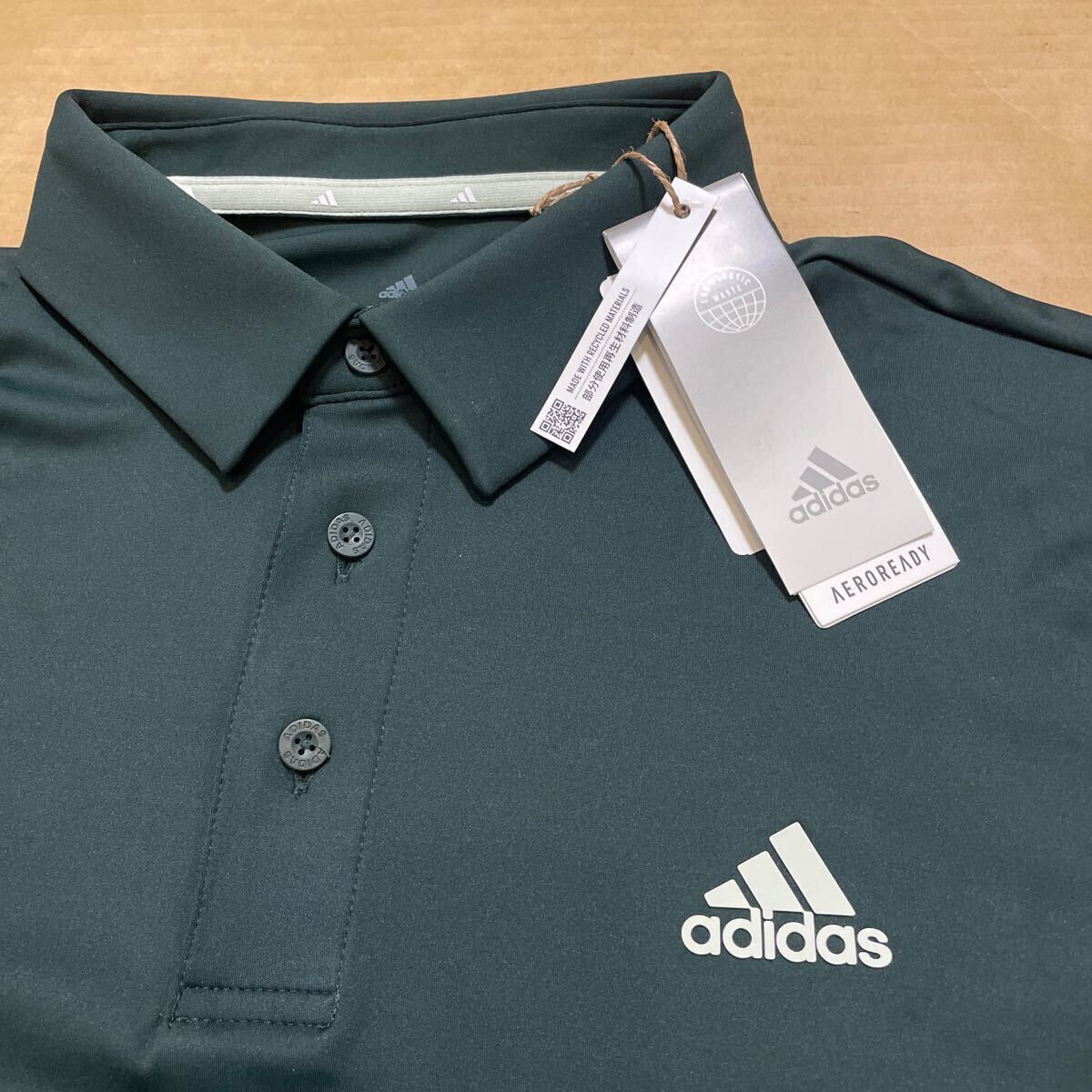 新品 定価9900円【メンズM】adidas アディダス ゴルフ 長袖シャツ ビッグアディダスロゴ ストレッチ ボタンダウンシャツ_画像3