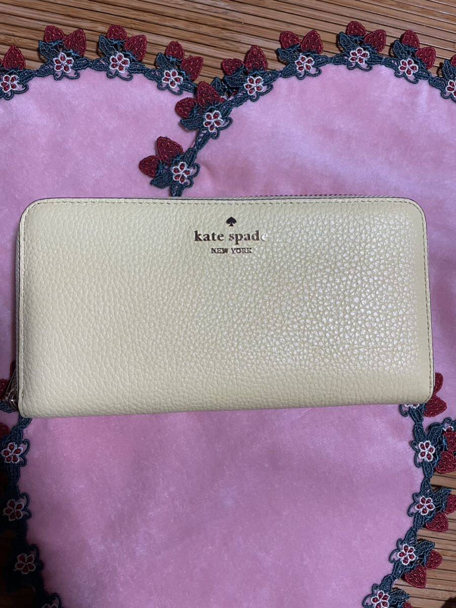 新品☆kate spade NEW YORK ケイトスペード 長財布 レザー レモンイエロー_画像1