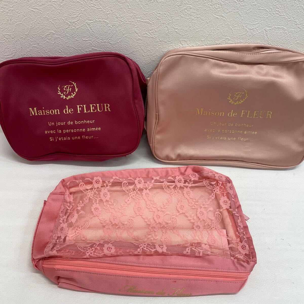 □454【卸売】Maison de FLEUR メゾンドフルール レディース ハンドバッグ 巾着 ポーチ セット売り ピンク系 ゴールド リボンの画像6