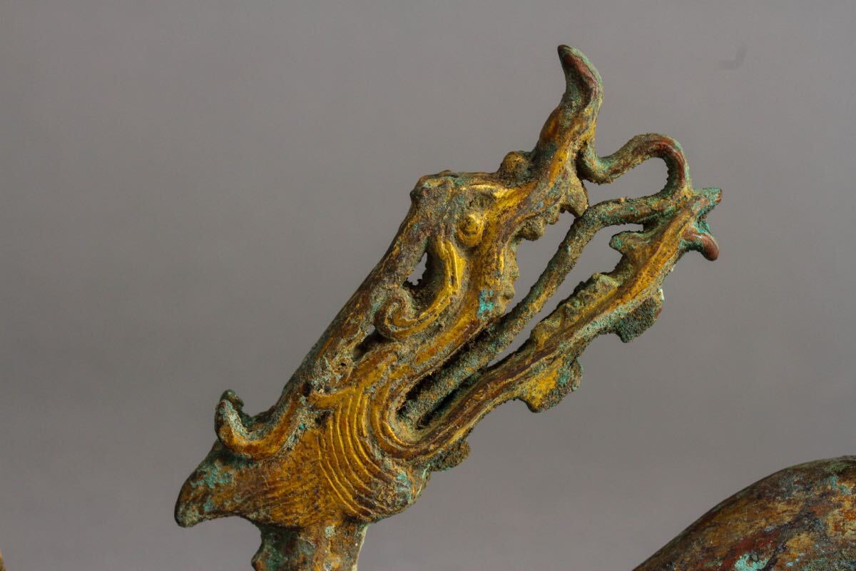【古】1440 古銅鍍金龍形置物　時代品　　唐物　中国美術　鍍金_画像8