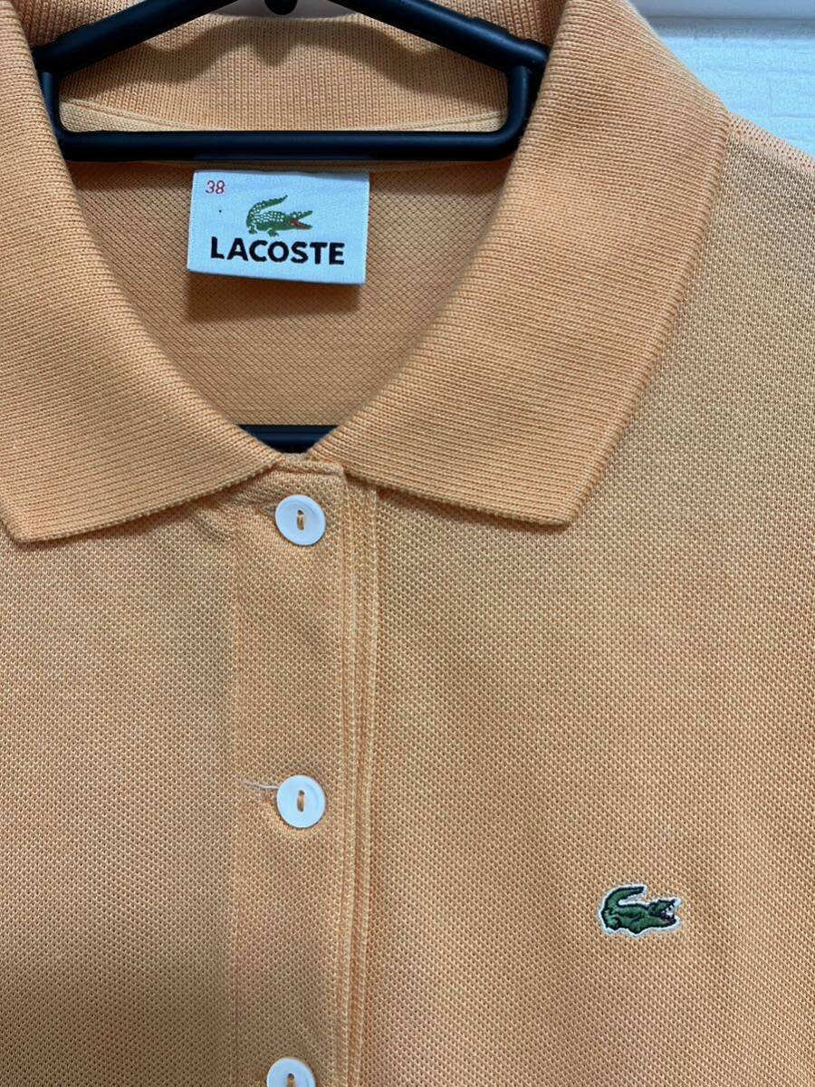 ラコステ LACOSTE 38 オレンジ ポロシャツ 半袖 ゴルフ レディース の画像2