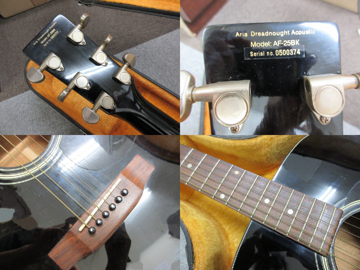 ARIA Dreadnought EST 1956 アリア ドレッドノート アコースティックギター アコギ 弦楽器 楽器 ギター 黒 ハードケース付_画像5
