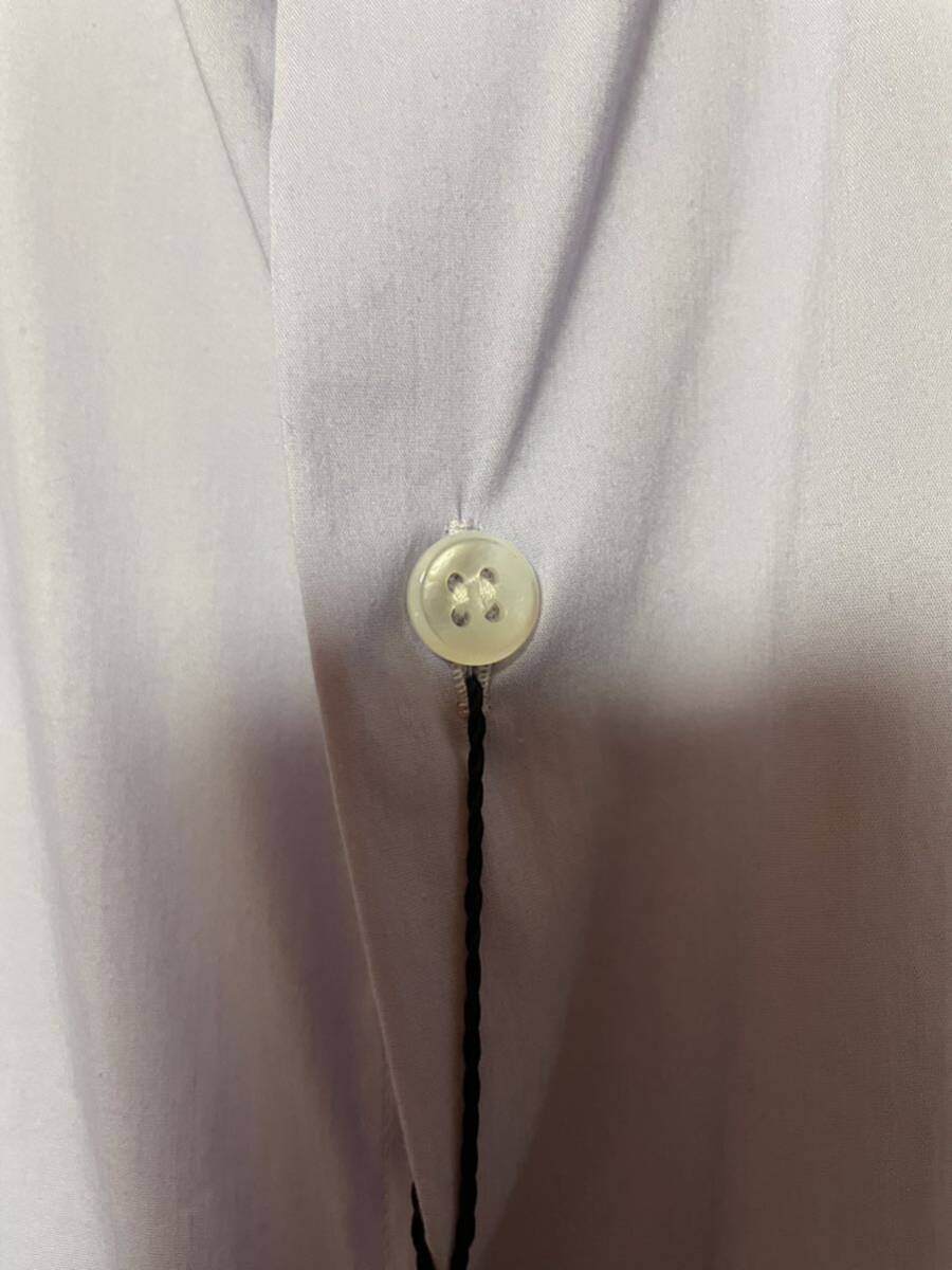 新品 42 ジョルジオアルマーニ 長袖シャツ ドレスシャツ giorgio armani 薄紫 無地 コットン 綿 ナイロン 伸縮性 タグ付き 大きいサイズの画像5