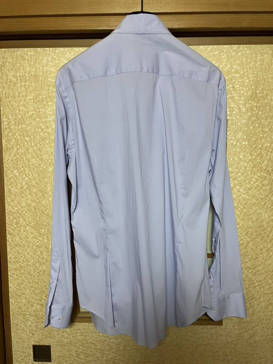 新品 42 ジョルジオアルマーニ 長袖シャツ ドレスシャツ giorgio armani 薄紫 無地 コットン 綿 ナイロン 伸縮性 タグ付き 大きいサイズの画像6